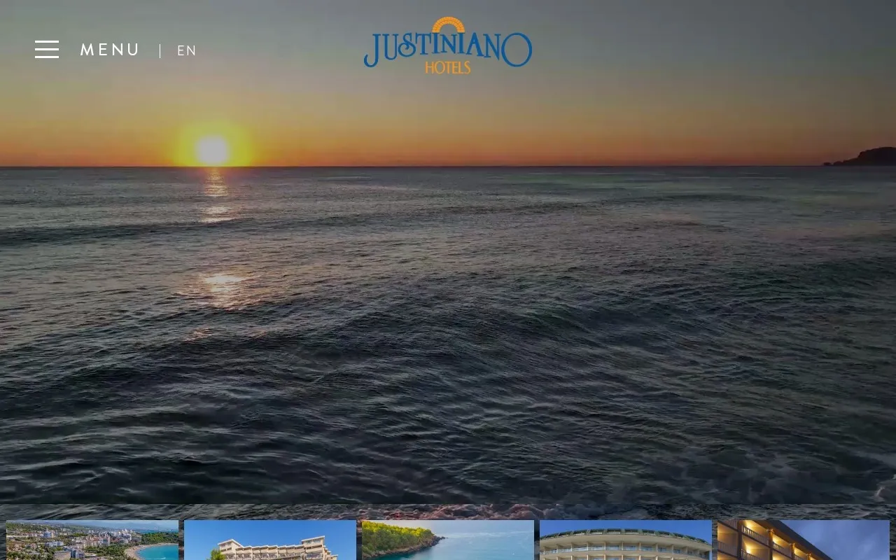 Justiniano Hotels web sitesi görünümü
